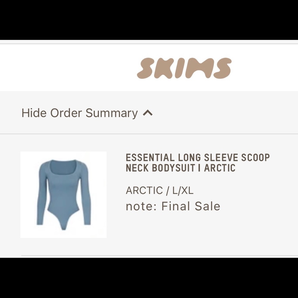 BRAND NEW Skims Long Sleeve Scoop Neck Body Suit L/XL